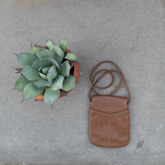Leather Crossbody Shoulder Bag/Purse Cognac Tan Brown Chestnut Dark Camel 90s70s - Picture 14 of 16